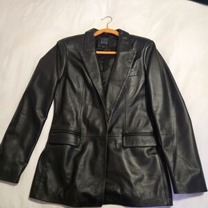 Chic Black Leather Blazer